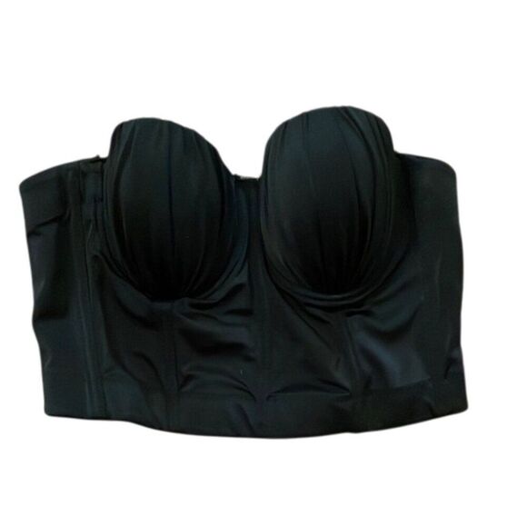 French Kiss Black Strapless Bustier Corset Womens Size Large Underwire Padded - Picture 1 of 13